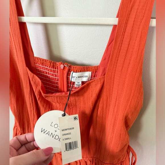 Lost + Wander • NWT Orange‎ Miss Marmalade Tiered Mini Dress Sz XS Smocked - Picture 6 of 16